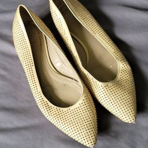 Burberry Gold Studded Flats Slippers